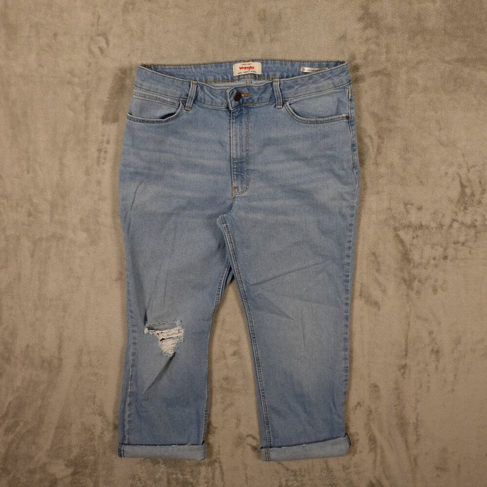 Wrangler Jeans high rise true straight crop women's 14 light blue denim western